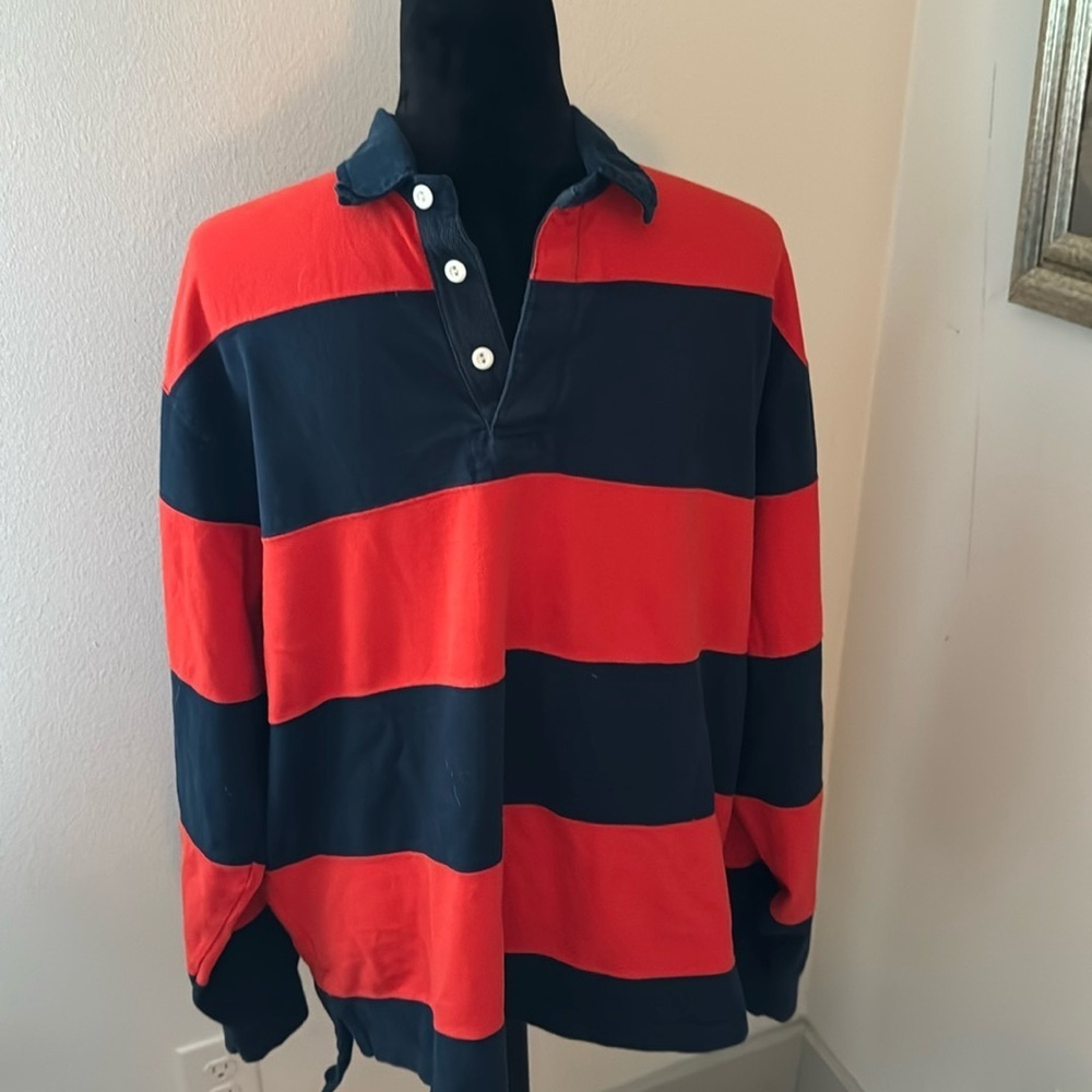 POLO by Ralph Lauren Iconic Rugby men’s shirt blue red Sz L